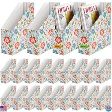 20-Pack Foldable Cardboard Magazine File Holders - Large Vertical Storage Bins