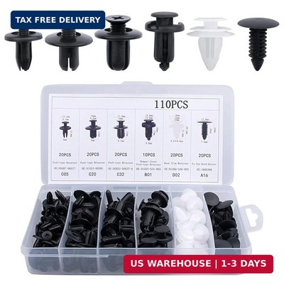 110PCS 6 Sizes Car Retainer Clips Kit, Auto Door Trim Panel Clips, Expansion Scr