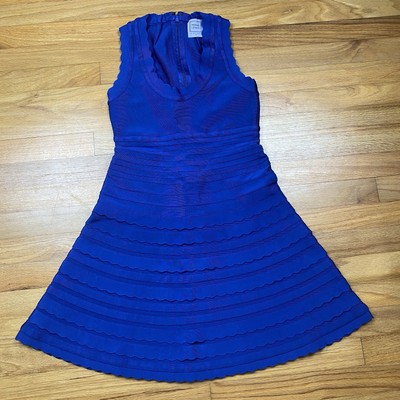 Herve Leger Max Azria Scallop Bandage Dress Cobalt Royal Blue Small $1690 |  eBay