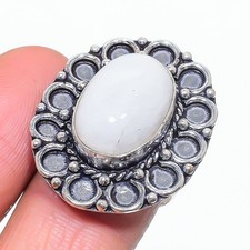Moonstone Gemstone Handmade 925 Sterling Silver Jewelry Ring Size 8 Q356