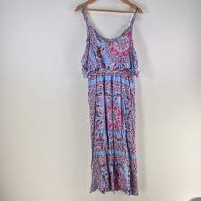 Style Fashion dress womens 8 fit flare midi blue floral sleeveless rayon 124403