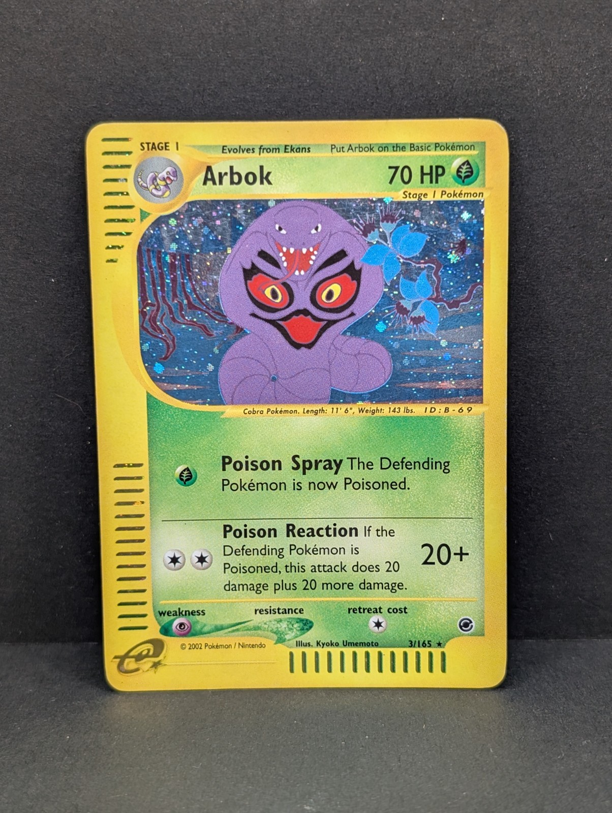 Arbok 003/165 Expedition Base Set Holo Rare Pokemon TCG Vintage e-reader MP+