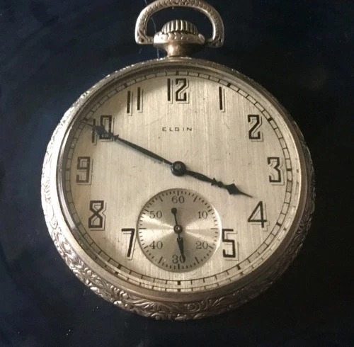Antique 1927 Elgin Pocket Watch - Grade 303, 12s, 7J - Ornate Case - RUNNING