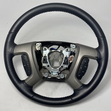 Chevrolet Gmc Tahoe Yukon Silverado Steering Wheel Black Ebony Leather 07-14 Oem