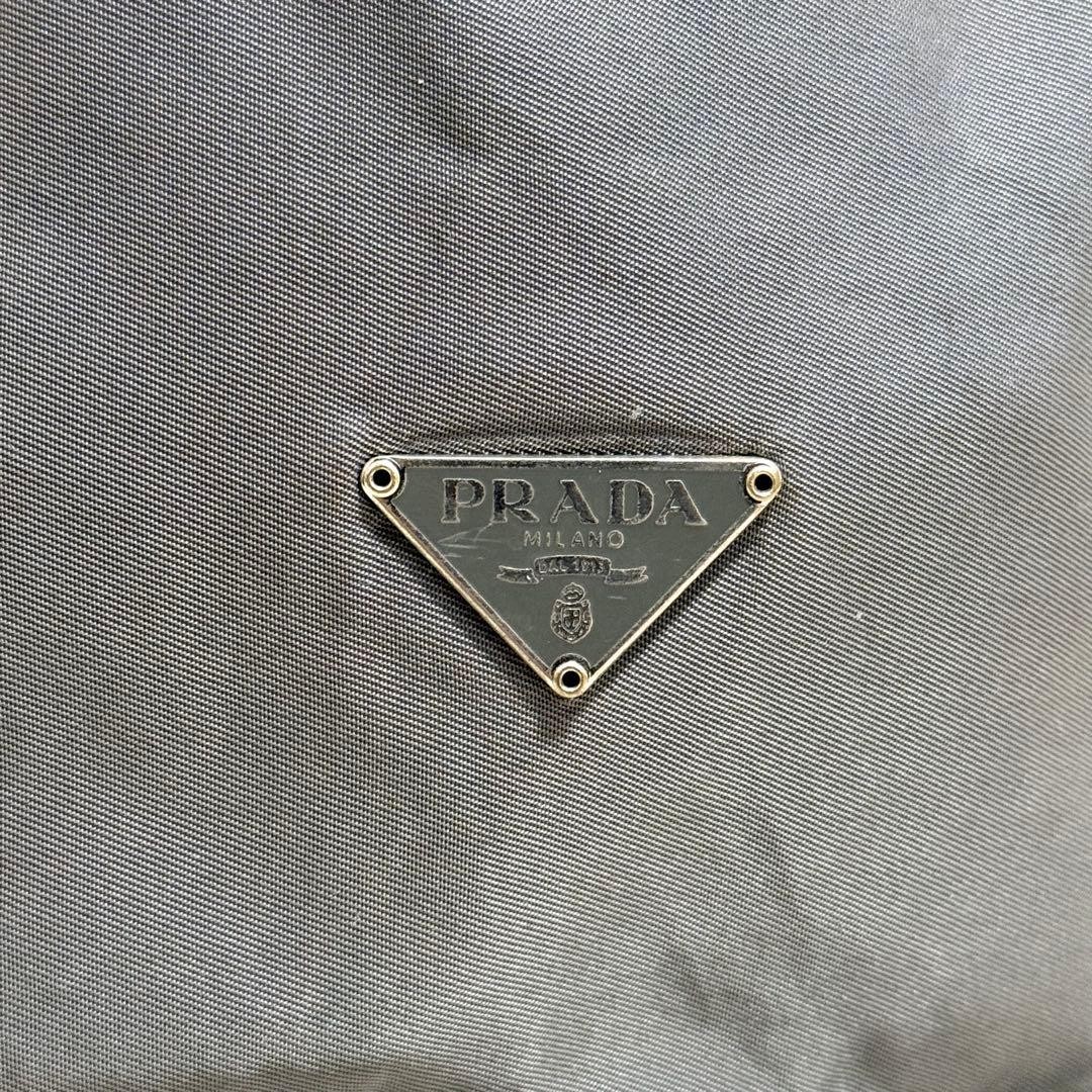 PRADA Nylon Accessory Pouch Gray Drawstring Used … - image 4