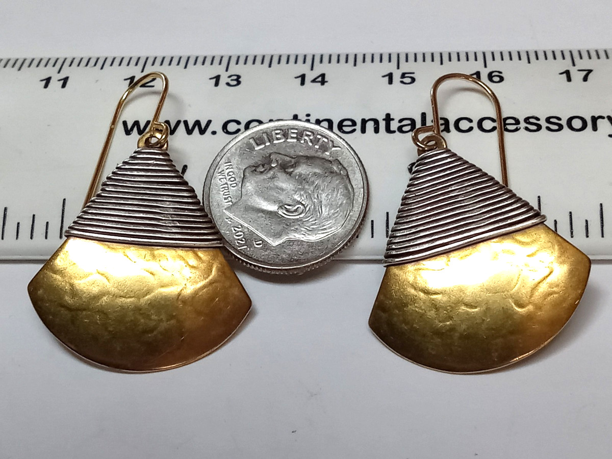 MARJORIE BAER S.F. TRIANGLE W/WIRE WRAPP HOOK EARRINGS 15/16 X 1  1/2"