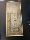 China Silk Embroidery 1950s 2 Framed Panels Magpie Plum Blossom, 10.5x24” — photo 7