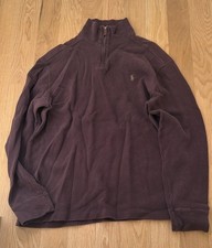Polo Ralph Lauren Brown Quarter-Zip Sweater 100 Cotton Size L