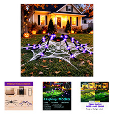 Giant Halloween Spider Light Up 6.6 Ft with 36 LED Lights and Iron Stand Outdoor