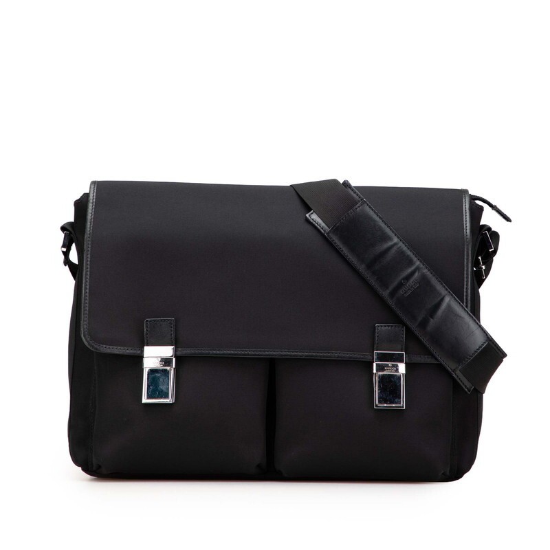 GUCCI Black Nylon Canvas Shoulder Bag Messenger 92538 405923