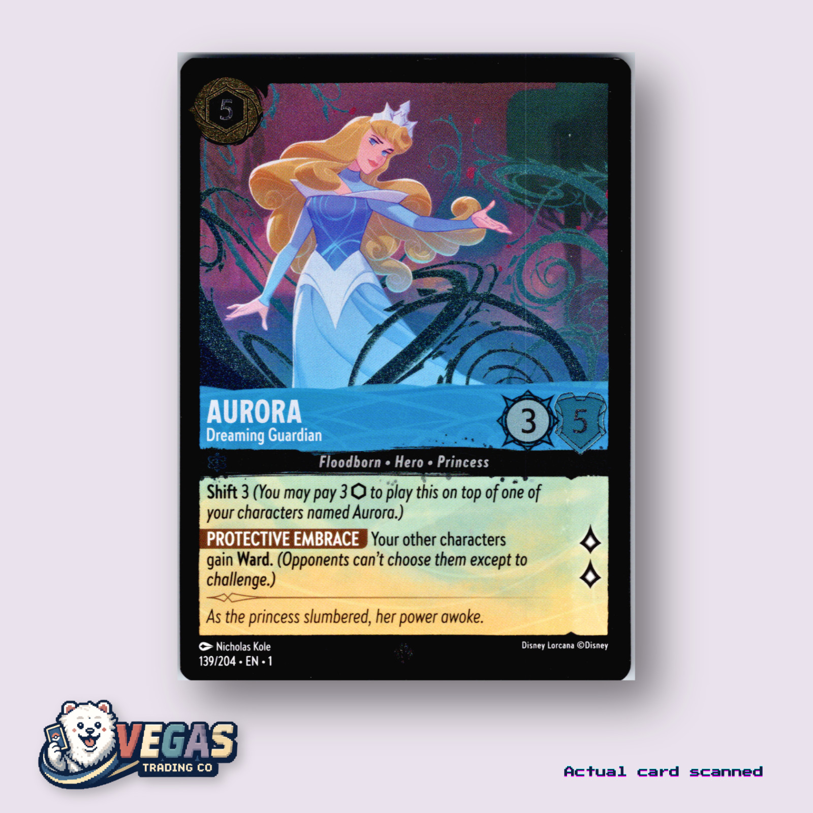Aurora Dreaming Guardian 139/204 Super Rare Cold Foil First Chapter NM Lorcana