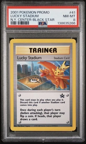 PSA 8 Lucky Stadium 2001 Pokemon NY Center (New Cert) Black Star Promo #41