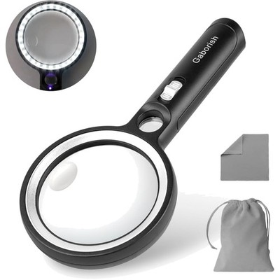 Lupe mit Licht, 10X 20X 45X Handlupe mit Licht, Magnifying Glass mit 30 LED u...