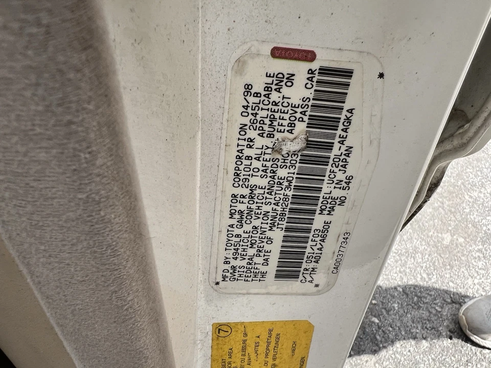 Усилительная ударная штанга для переднего бампера 98-00 Lexus LS400 только 52131-50030 от оригинального производителя - Изображение 2 из 3