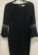 Calvin Klein NWT Dress W Sequined Bell Sleeves Party Holiday Wedding MSRP $139