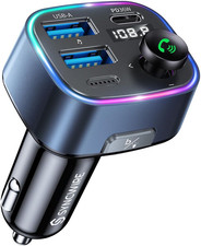 Bluetooth 5.3 FM Transmitter Car Adapter 48W PD 36W  12W  Light Switch  Hi-Fi