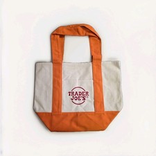 NWT Trader Joes Orange Crew Employee Exclusive Mini Canvas Tote Bag