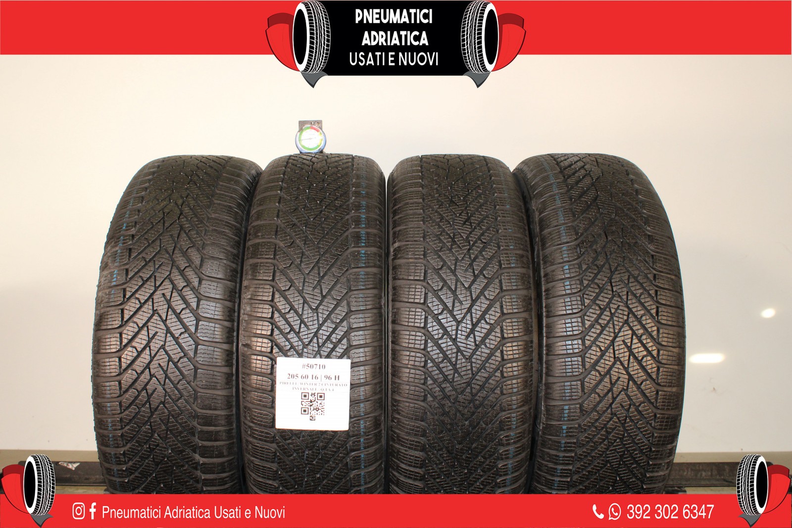 4 PNEUMATICI PIRELLI 205/60 R16 INVERNALI GOMME USATE 94% - ADRIATICA