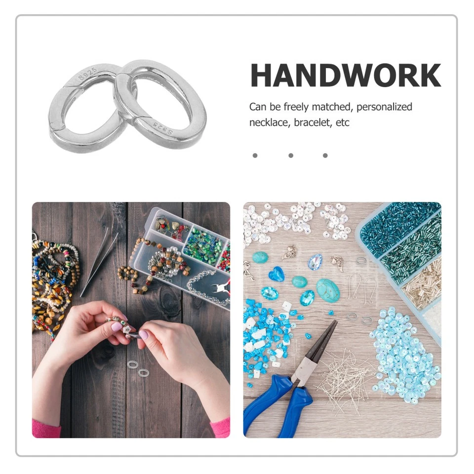 2 pezzi Fermagli per gioielli ad anello ovale in argento - Fermaglio a molla - Immagine 3 di 4