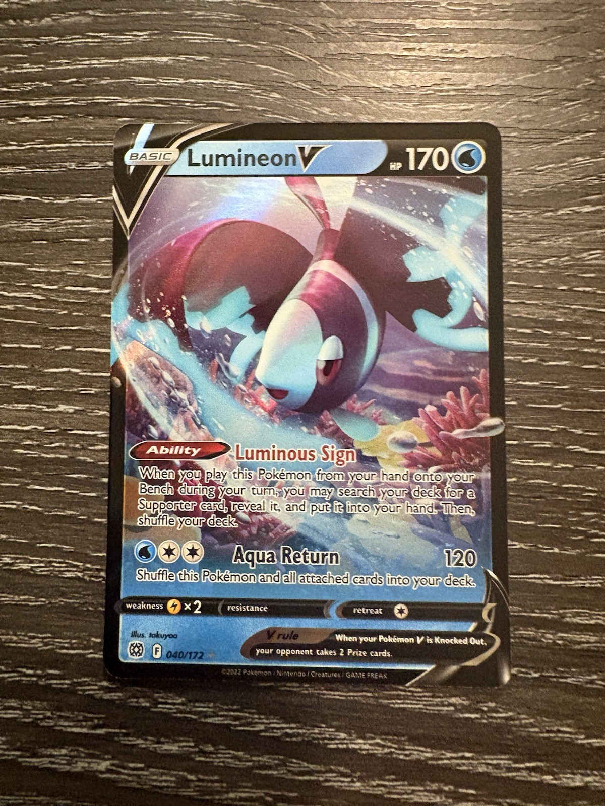 Pokemon TCG Lumineon V Ultra Rare Brilliant Stars 040/172 Full Art NM/M
