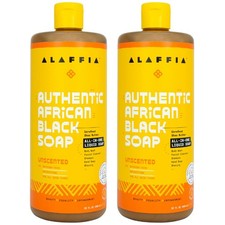 Alaffia Authentic African Black Soap, Unscented, 2-Pack – All-in-Moisturizing...