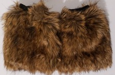 Fushi Faux Fur Boot Toppers Cuffs Brindle Brown Insulated Lined NWOT