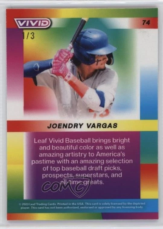 2023 Leaf Vivid Orange Mojo /3 Joendry Vargas #74 - Image 2 of 2