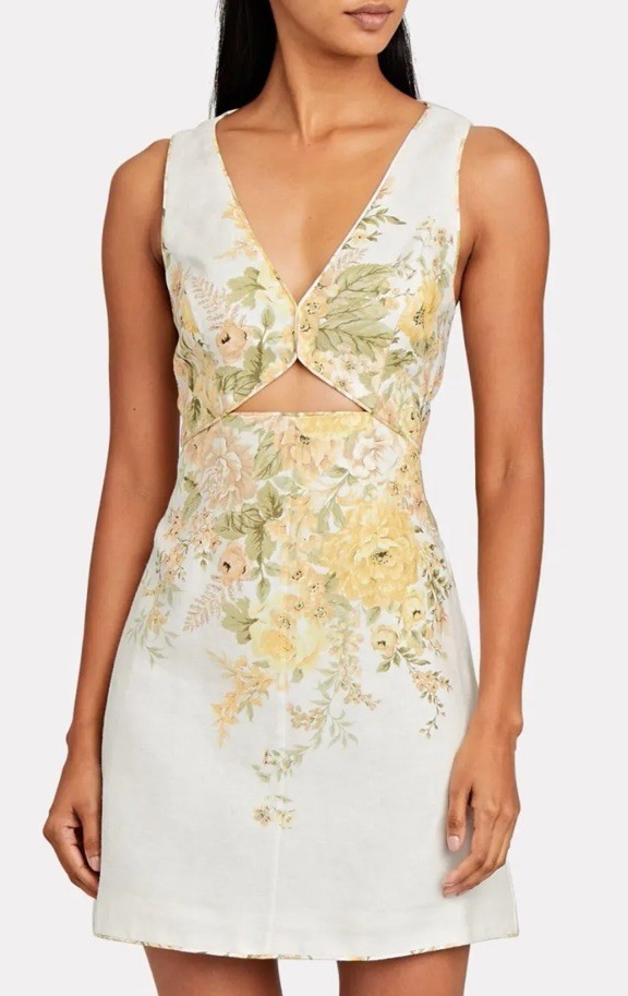 RARE  ZIMMERMANN Amelie Cut Out Mini Dress Size 1 Aus 10 US 6 RRP $1200 image 3