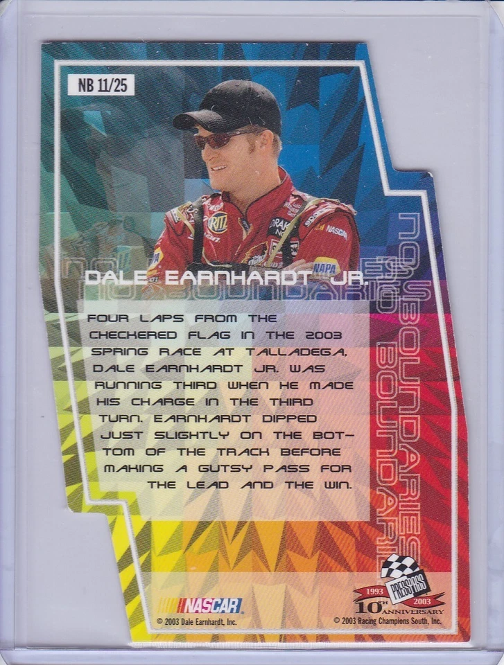 Dale Earnhardt Jr. 2003 Press Pass Stealth No Boundaries insert card NB11 - Image 2 of 2