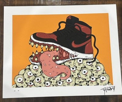 1XRUN Bred by Distortedd Print /50 Nike Air Jordan 1 - #38/50 signed by artist
