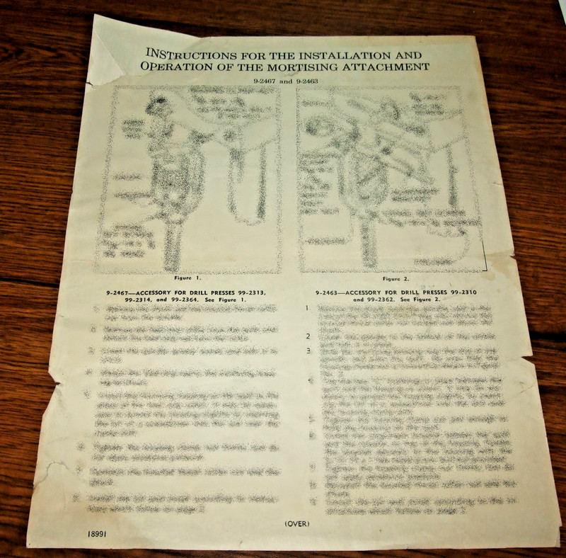 INSTRUCTIONS FOR THE INSTALLATION AND OPERATION OF THE MORTISING ATTACHMENT