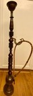 1970s Indian Hookah Water Pipe Ornate Etched/Painted Brass/Wood 37" LA,CAp/u — photo 1