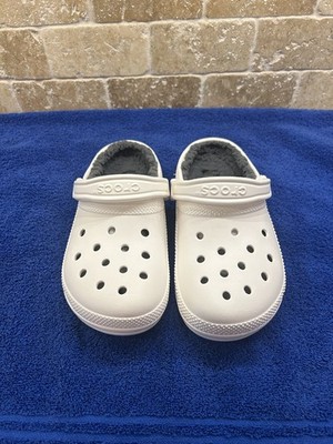 Crocs Classic Lined Clog Shoes Unisex M5 / W7  White Lightweight Dual Comfort