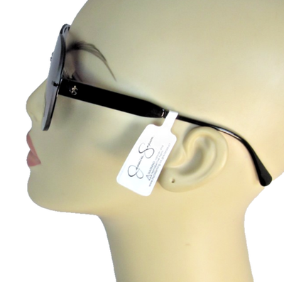 JESSICA SIMPSON Black Teardrop Aviator Sunglasses Black Lenses