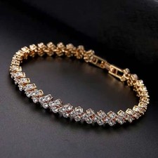 Ladies Silver Crystal Rhinestone Bangle Bracelet Wedding Bridal Jewelry Diamond