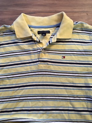 Tommy Hilfiger Boys Size Medium 12-14 Short Sleeve Polo Shirt Yellow Blue 