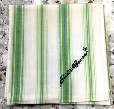 MAN HANKY PINSTRIPED GREEN IVORY CLASSIC VTG COTTON POCKET ART SQUARE 19   M237