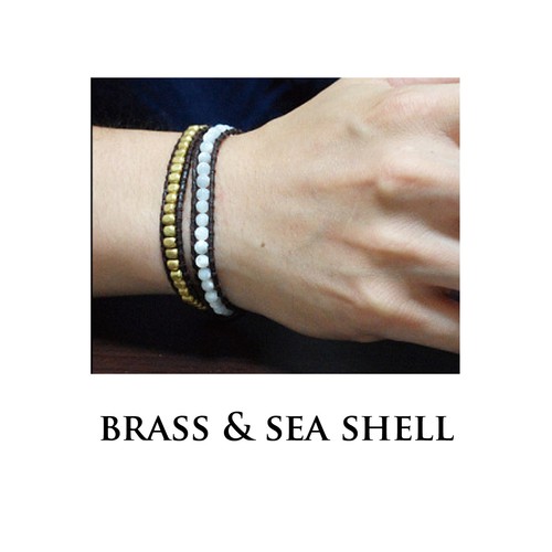 DOUBLE WRAP BRAIDED BRACELET GEMS STONE ONYX SHELL CORAL BRASS 3 SIZES hi-bl012 - Picture 14 of 24