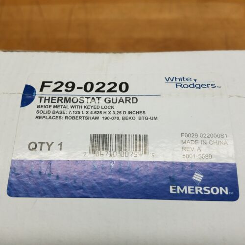Emerson F29-0220 Thermostat Guard, Beige Metal With Keyed Lock - NEW - Picture 2 of 5