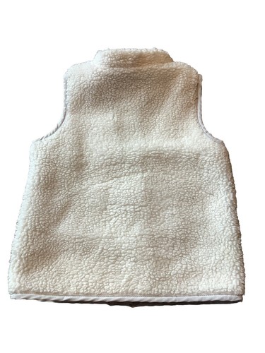 Carter’s Youth Girl Sherpa Vest Size 7 White Gray Lightweight GUC Pink Accent - Picture 3 of 10