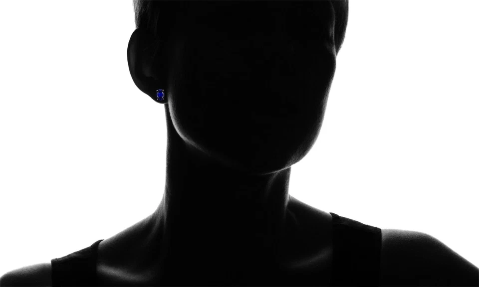 925 Sterling Silver 7 x 5MM Sapphire Oval Cut CZ Stud Earrings - Image 3 of 4