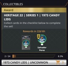 2022 Topps BUNT Heritage 22. 1973 Candy Lids UNCOMMON 24 Card DIGITAL Set