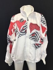 Kaelin White Windbreaker Lightweight Large 80s Zebra Vintage Retro Breakdance
