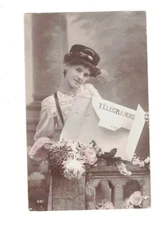 SD2931 FEMALE POSTWORKER TELEGRAME FANTASY  RPPC SEC.QUALITY