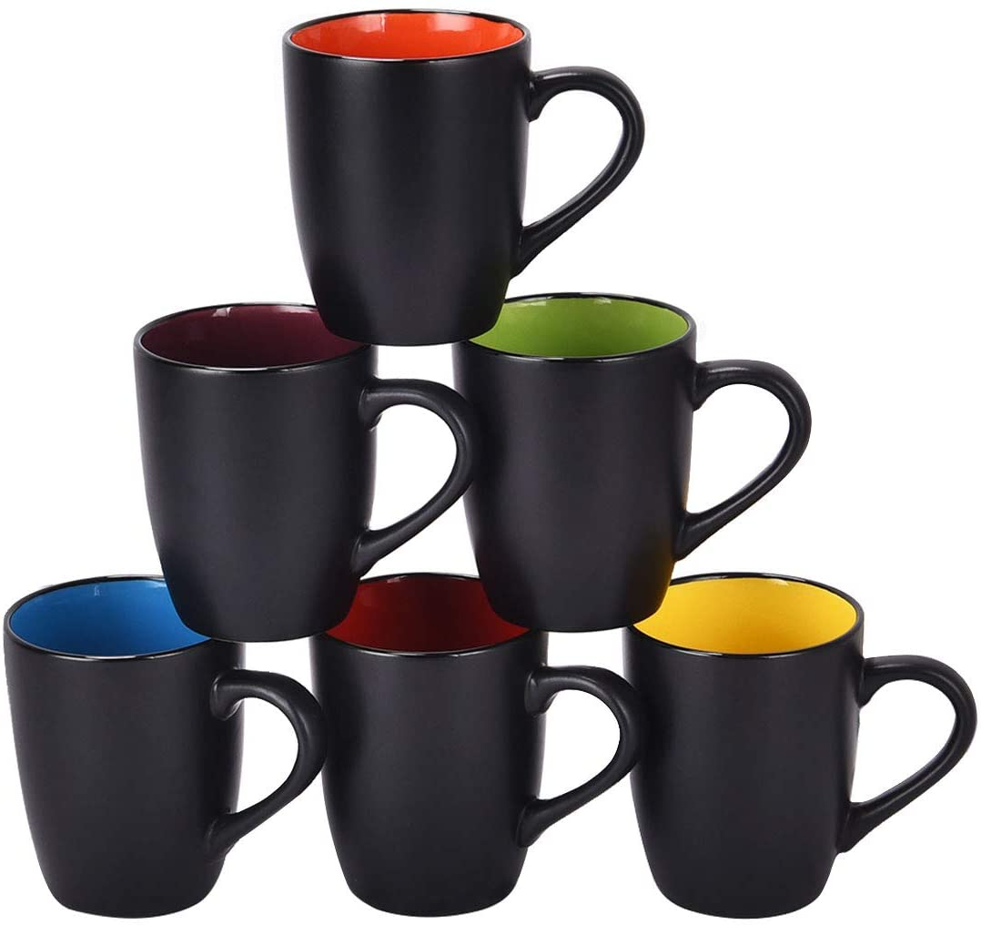 Set of 6 Coffee Mug Sets, 16 Ounce Ceramic Coffee Mugs Restaurant Coffee Mug, La