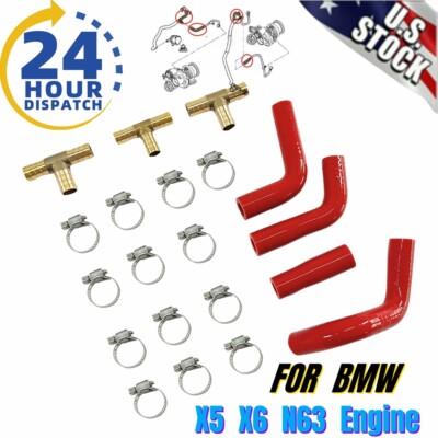 F15 F16 E70 E71 Turbo Coolant Hose Line Kit For BMW N63 4.4L V8 - Fits X5, X6, 750i, 550i, 650i (Replaces OEM 11537577013) Coolant Hoses