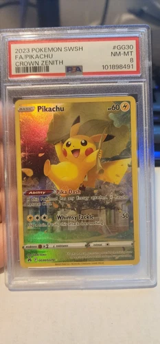 2023 POKEMON SWORD & SHIELD CROWN ZENITH #GG30 FULL ART/PIKACHU PSA 8