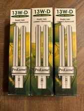 3 NEW PROLUME 13W-D DOUBLE TUBE 2-PIN 4100 K COMPACT FLUORESCENT LIGHT BULB 13W