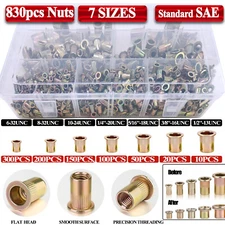 830PCs SAE Rivet Nut Kit For Rivnut Tool Nut Setter Thread Setting Nutsert Gun