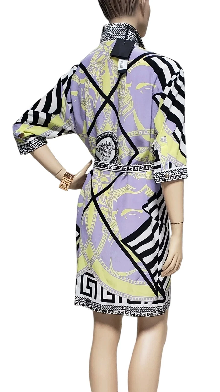 Abito camicia in seta con stampa Versace Wave the Flag 40 4